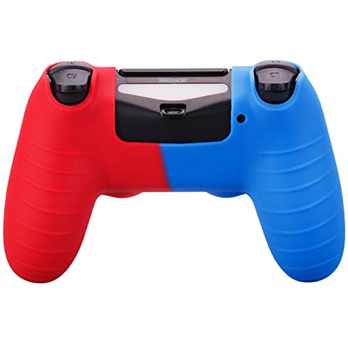 YoRHa Studded Dots Silicone Rubber Gel Customizing Cover for Sony PS4/slim/Pro Dualshock 4 Controller x 1(Red&Blue) with Pro Thumb Grips x 8 - Thumbnail 3