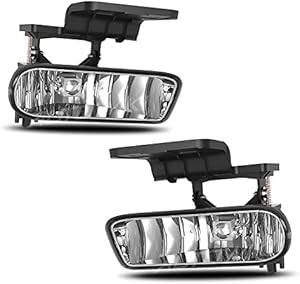 AUTOWIKI Fog Lights Assembly For 1999-2002 Chevy Silverado 1500/2500, 2000-2001 Chevy Silverado 3500, 2000-2006 Chevy Suburban, 2000-2006 Chevy Tahoe With Clear Lens 2PCS OEM Fog Lamps Replacement