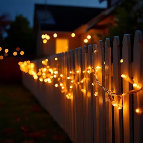 Image of Dazzle Bright Christmas String Lights, 100 FT 300 LED Connectable Waterproof String Lights Clear Wire with 8 Modes Timer, Christmas Decorations for Indoor Outdoor Xmas Party Yard Garden (Warm White)