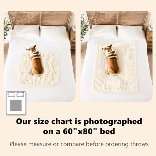 Image of L'AGRATY Chunky Knit Throw Blanket for Couch, 30'' x 40'' Knit Throw, Brown