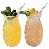 Charme tropical: Notre ensemble comprend 2 verres en forme d'ananas qui comportent des sculptures symétriques qui fournissent une sensation texturée dans votre main..Les verres d'ananas pour des cocktails avec design complexe ajoutant une touche de flair tropical à vos boissons et célébrations.
