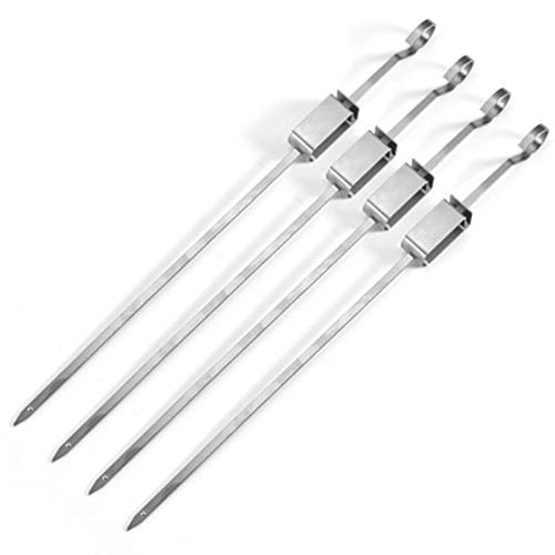 CUHAWUDBA Large Flat Plate of Stainless Steel Flattened Meat String Signed for Outdoor Picnic BBQ Barbecue Skewer Roast Stick