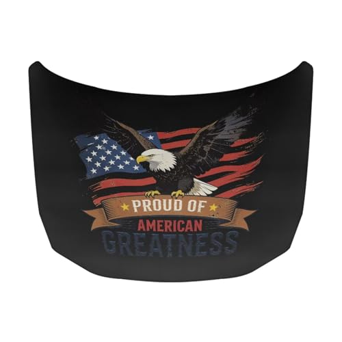 Image of Vehicle Engine Hood Cover Wrap Elastic Dustproof Eagle and American Flag Auto Front Hood Cover Protector Cloth Car Accessories Universal Fit for Van Sedan Trucks