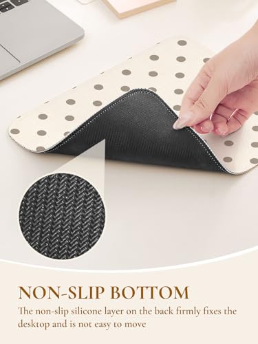 Image of Square Cute Dots Mouse Pad with Stitched Edge, Premium Waterproof Cloth Aesthetic Small Dot Mouse Mat, Non-Slip Rubber Base Funny Mousepad Desk Accessories,Dots Khaki Beige