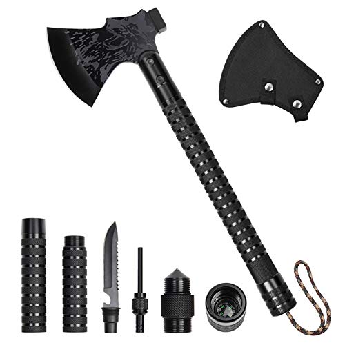 LIANTRAL Survival Camping Axe, Folding Tactical Axe Hatchet with Hammer, Nylon Sheath for Outdoor Adventures