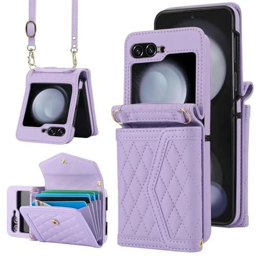 Protection Antichoc Samsung Z Flip4 Étui Portefeuille Violet en Cuir