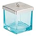 Produktbild iDesign 24432EU Der Casilla Behälter für Makeup und Kosmetika mit Deckel für Bad oder Ablage, 8,7 x 10,4 cm, blau/nickel gebürstet, Glas