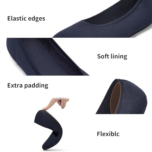 Image of Puxowe Women's Ballet Flats Breathable Knit Slip On Comfortable Round Toe Walking Shoes with Arch Support Insole for Work