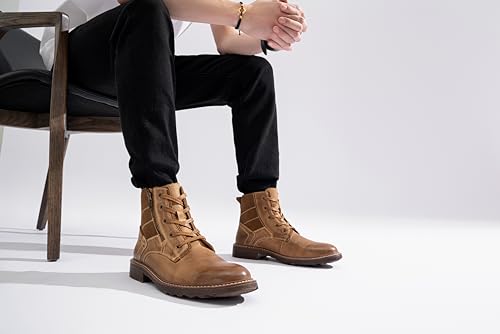 Image of Vostey Mens Boots Motorcycle Casual Boots for Men Zipper Fashion Chukka Boots Mens