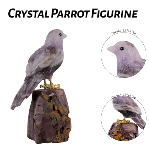 Estatua de cristal Ágata Amatista Magpie 2 pulgadas miniatura 3
