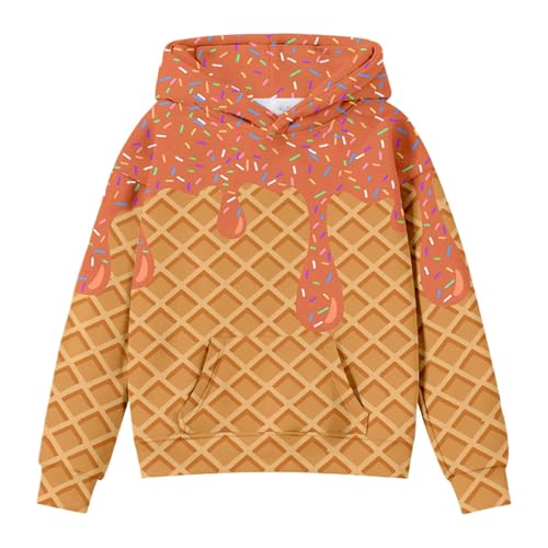 Sweat à capuche fille manches longues vêtement sport et casual orange 5-6 ans