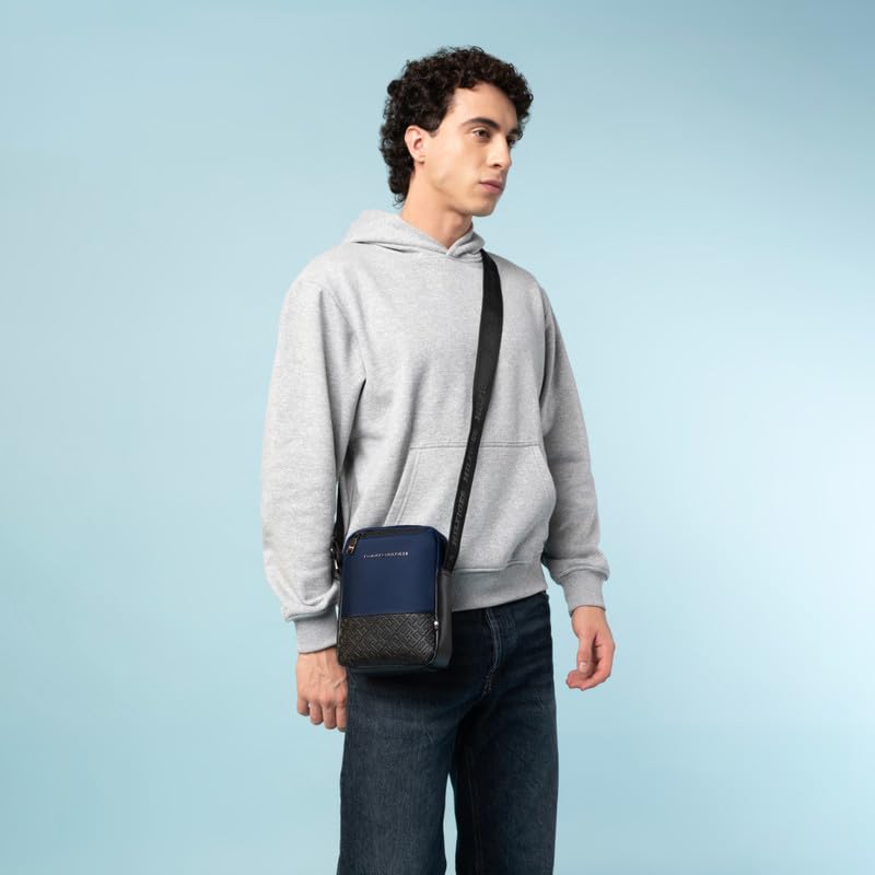 Image of Tommy Hilfiger Unisex Crossbody Bag NEXO | Structured Sling with Mobile Pouch | Compact Travel & Daily Shoulder Bag | Stylish and Trendy crossbody Bag