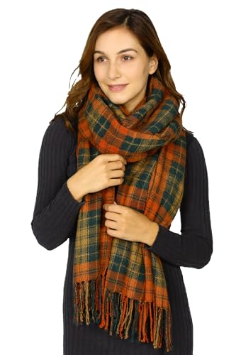 Roll Up Women's Cashmere Scarf Plaid Tartan Shawl, Soft Winter Blanket Wrap, Scarves For Women