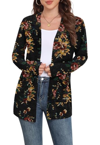Image of Yincro Womens Lightweight Cardigan Long Sleeve Open Front Casual Sweater Cardigans with Pockets
