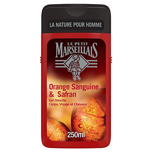 3 geles de ducha para cuerpo y cabello para hombre, Orange Sanguin Safran, 250 ml, de Le Petit Marseillais Cover