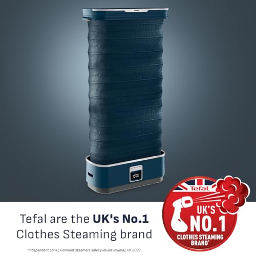 Tefal Care for You First Automatic Clothes Steamer, Refreshing and Sanitising, All-Natural Powerful Steam, Crease Removal, Reduces Odours, Sanitises Up to 99%, YT2020G0, Deep Blue and Terracotta