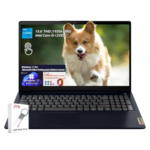 Image of Lenovo - IdeaPad 1i 15.6 inch FHD Touch Laptop - Intel Core i5-1235U - 40GB Memory with 2TB SSD - Win11Pro Office Lifetime License - WiFi6 Webcam Bluetooth - Abyss Blue - with 2TB USB Drive, W /GaLiMu