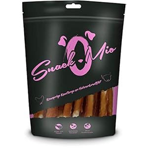 SnackOMio – Premium Hundesnack – Knusprige Kaustange an Hühnerbrustfilet, getreidefrei, 1er Pack (1 x 200g)