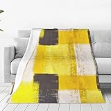 Throw Blanket Yellow Grey Ombre Warm Cozy Soft Lightweight Flannel Fleece Blanket for Bedroom Sofa Room Home Decorative Fuzzy Blanket 40'x30'