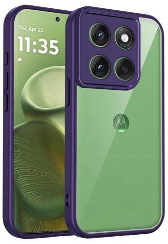 Image of Kapa Hawkeye Clear Slim Tough Back Cover for Motorola G86 Power 5G | Camera Lens Protector Anti Yellow Shockproof Clear Hybrid Case Cover (Purple Sides)