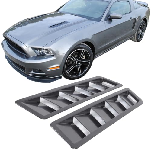 IKON MOTORSPORTS Front Hood Vent Universal Fit For Most Vehicles Cars 17in X 5in Matte Black ABS Air Flow Hood Vent Scoop Bonnet Cover 2PC