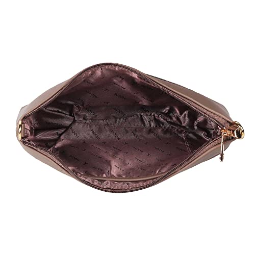 Image of Mochi Light Brown Faux Leather Premium Zipper Casual Sling Bag For Women (66-7254)
