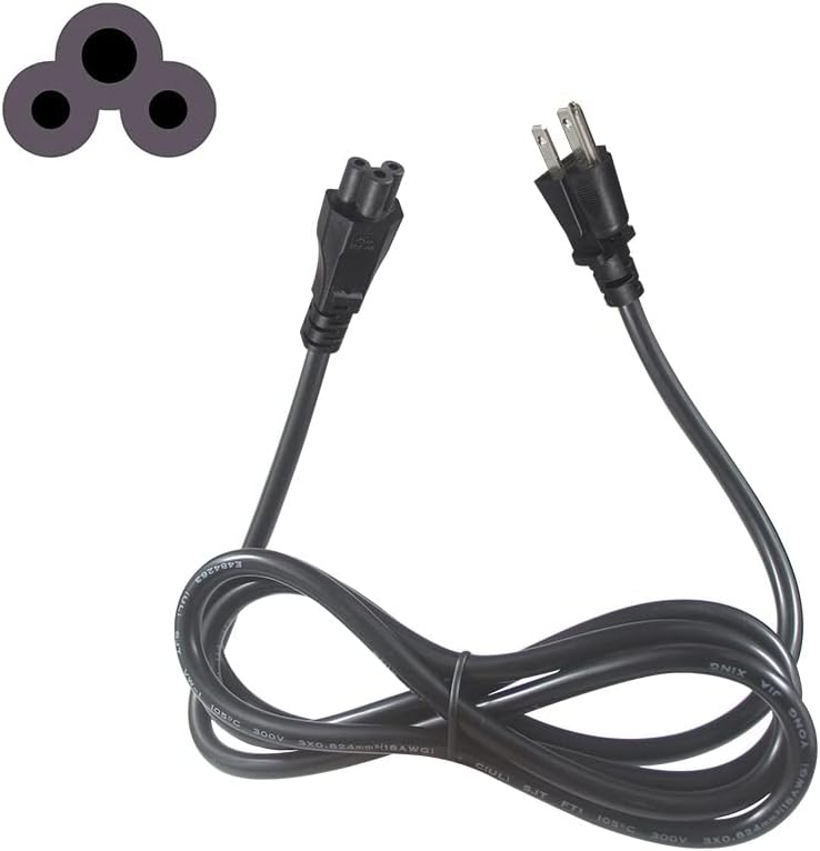 Miniatura 8 de Cable de alimentación universal de CA de 3 ranuras, cable de alimentación de 3 clavijas de repuesto de 12 pies, conector NEMA 5-15P a IEC C5,