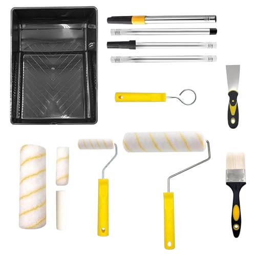 Kit De Rodillos Para Pintura | Rodillo Grande Para Pintura,Brocha Ergonómica Con Extensible Y Cubeta Antigoteo Para Suelos De Concreto, Muebles Y Zócalos