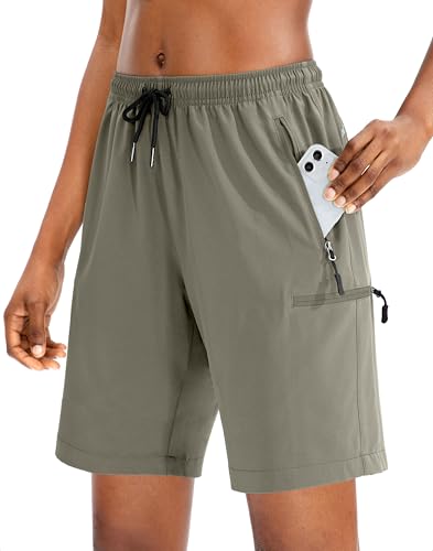 SANTINY Women's 5''/ 7''/9'' Hiking Cargo Shorts(Grey Sage_M)