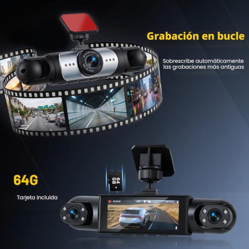 Dashcam 4 cámaras con visión nocturna y gran angular de 150° Hikity 4
