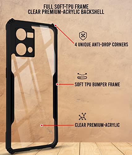 Image of Jkobi Back Cover Case for Oppo Reno7 | Reno 7 4G (Crystal Glass Back | Camera Protection | Shockproof Bumpers | Professional Black)