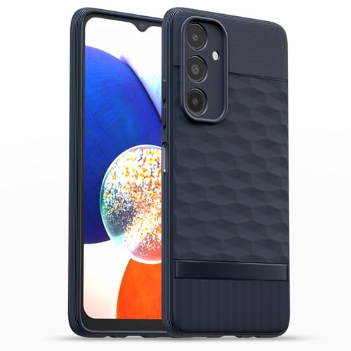 Image of Pikkme Back Cover for Samsung Galaxy A14 5G Camera Protection 3D Hexa Cube Design Silicone Protective Bumper Case (Blue)