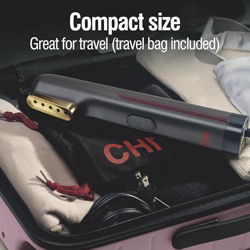 CHI (11580) Défroisseur vapeur portatif pour vêtements, tissus et rideaux, 5 minutes de vapeur continue, anti-plis, défroisseur portable pour la maison et les voyages, essentiel de vacances, Noir – Image 3