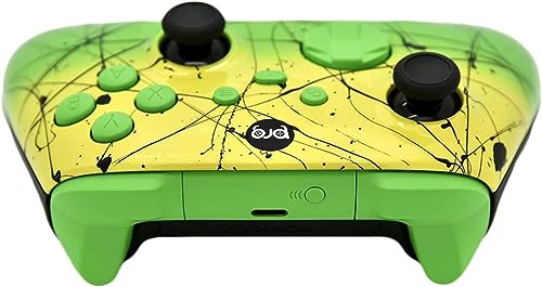Image of Hand Airbrushed Fade Custom Controller Compatible with Xbox Series X /S & Xbox One (Series X /S Yellow & Green W /Green Inserts)
