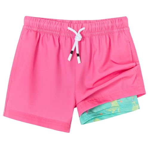Image of SURF CUZ Boys Swim Trunks with Boxer Brief Liner Toddler Boy Stretch Swimsuit Shorts Quick Dry Swimming Trunks Bathing Suit