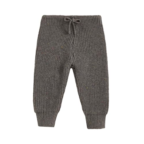 Thilsidee Toddler Baby Boy Girl Wool Pants Knitted Bottoms Elastic Waist Casual Trousers Spring Fall Winter Warm Long Pants (A-Dark Grey, 0-6 Months)