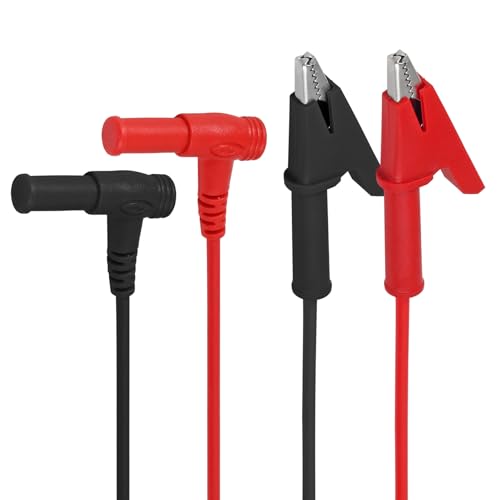 Image of DIANN 4 Sets Multimeter Test Leads Banana Plug Right Angle to Alligator Clips Soft Test Cable Wires for Electrical Testing 3.3ft / 1m 8pcs
