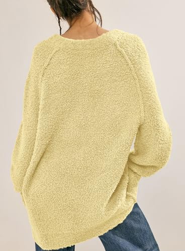 Beaully Women's Oversized Long Sleeve Crewneck Fuzzy Knit Warm Sweaters 2025 Fall Pullover Sweater Tops2