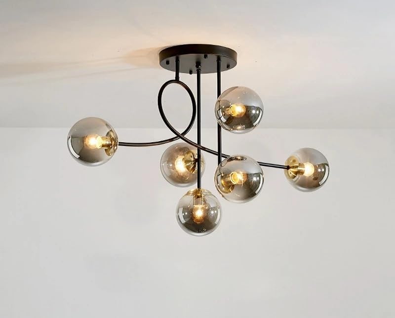 Lustre LED noir moderne et élégant pour éclairage de salon chic