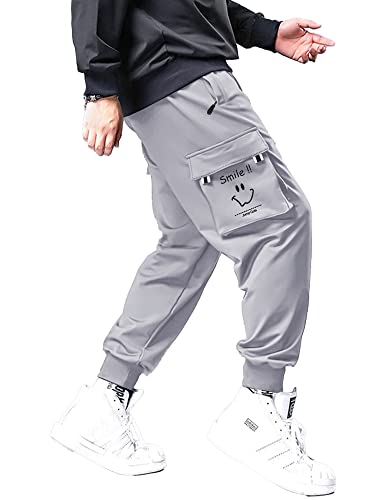 Image of Jump Cuts Mens Printed Black and White Loose Fit Polyester Cargo Pant