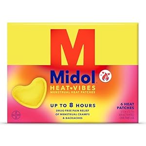 Midol Heat Vibes Menstrual Pain Relief Heat Patches – 6 Count Pack for Period Cramps and Backache
