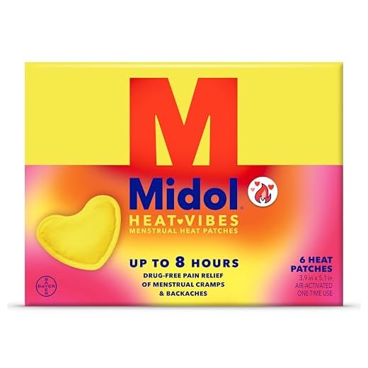Midol Heat Vibes Menstrual Pain Relief Heat Patches - 6 Count Pack for Period Cramps and Backache