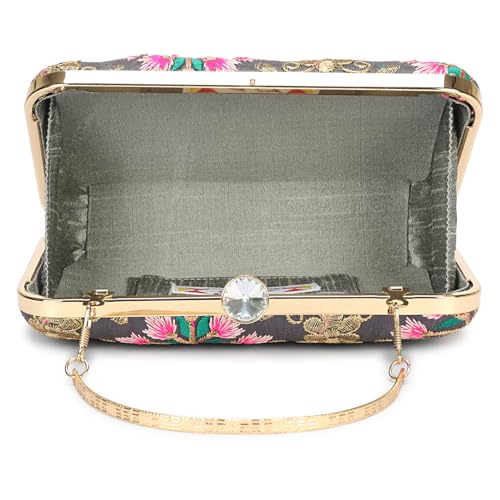 Image of LONGING TO BUY Hand Crafted Designer Box Clutch - Zari Embroidery For Women