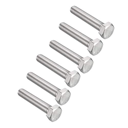 Image of 6 Pcs M10 Hex Bolt M10-1.5 x 55mm UNC Hex Head Screw Bolts A2-70(304) Stainless Steel Fully Threaded Hex Tap Bolts,Plain Finish,Fully Threaded (M10 x 55mm)