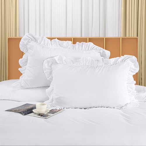 Utopia Bedding Ruffle Duvet Cover Set - Duvet Cover Double with Pillowcases - Soft Microfibre Polyester Ruffle Bedding (White) - Cosy Home Interiors Utopia Bedding Ruffle Duvet Cover Set - Duvet Cover Double with Pillowcases - Soft Microfibre Polyester Ruffle Bedding (White) - Image 3