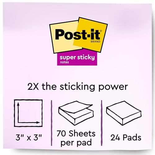 Image of Post-it Recycled Super Sticky Notes, 3 x 3-Inches, Assorted Natures Hues Colors, 24-Pads /Pack