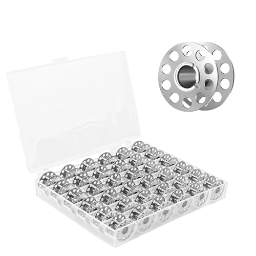 PARFCO Canette Machine a Coudre, 36 Pièces Métal Canettes de Couture, Canette Vide avec Boîte à Canette Transparente, Diamètre Intérieur 7 mm, Canettes...