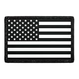 American Flag - Black and White Morale Patch | Hook and Loop Attach for Hats, Jeans, Vest, Coat | 2x3 in | by Pull Patch