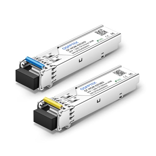 Image of QSFPTEK 1.25G SFP Module, 1000Base-BIDI WDM Transceiver, 3KM Simplex LC DDM, Tx1310 /Rx1550nm Optical Fiber Transceiver for Cisco GLC-BX-U and GLC-BX-D, Ubiquiti, Mikrotik, D-Link, Supermicro, Netgear