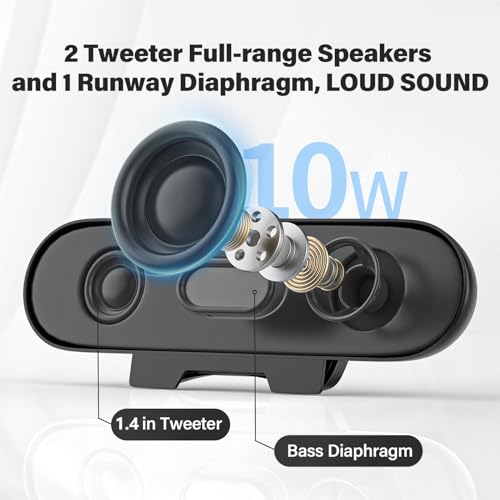 Computer Speakers for Desktop Monitor,Single USB Speakers for Desktop PC,Laptop Speaker with Loud Sound,Volume Control Easily Clamps to Monitors(USB-C to USB Adapter Included) (Black) - Image 3